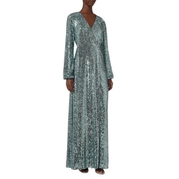 PINKO Germanico Sequin Maxi Dress XS Green NWT - Picture 1 of 10